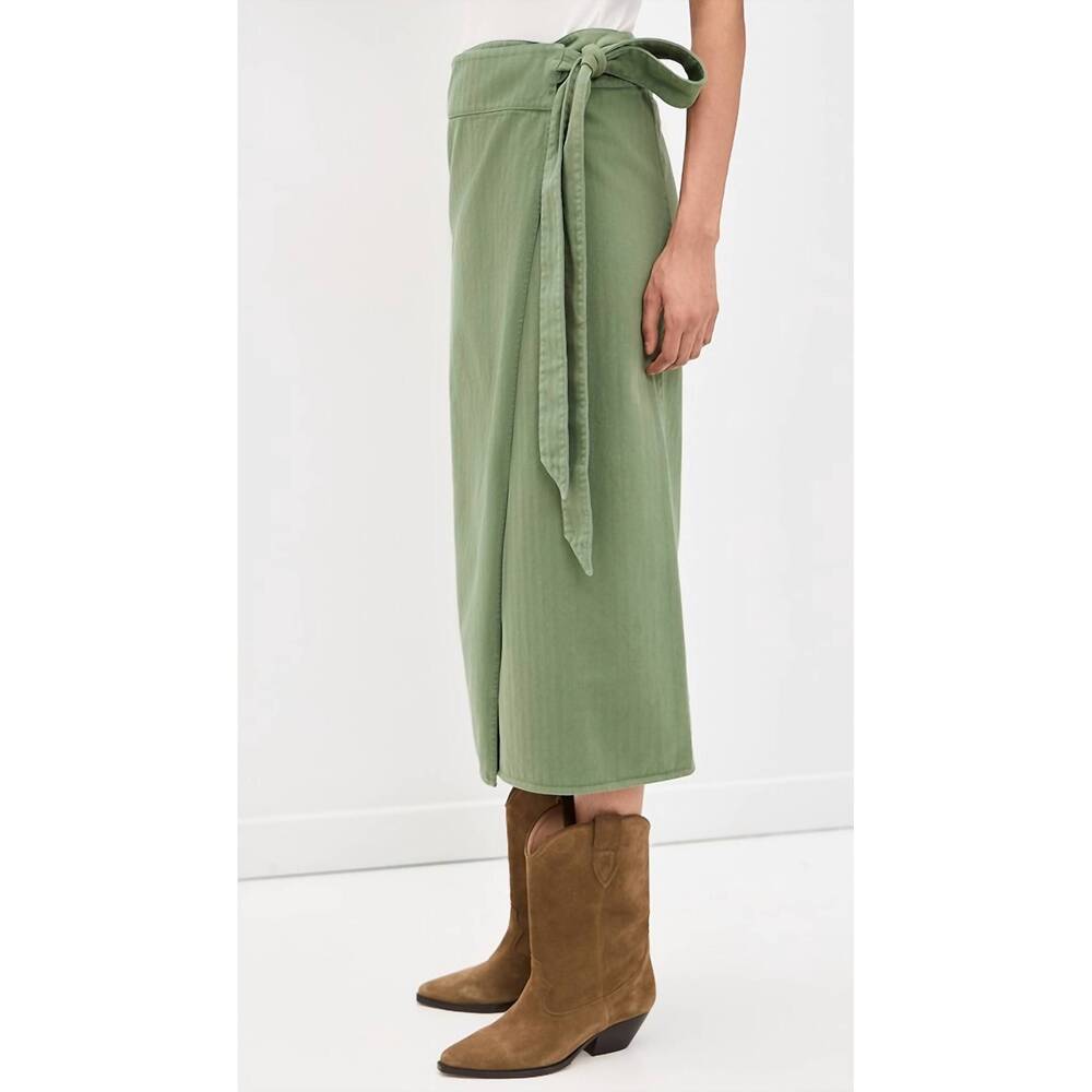 NEW THE GREAT. wrap skirt in classic army - Picture 3 of 4